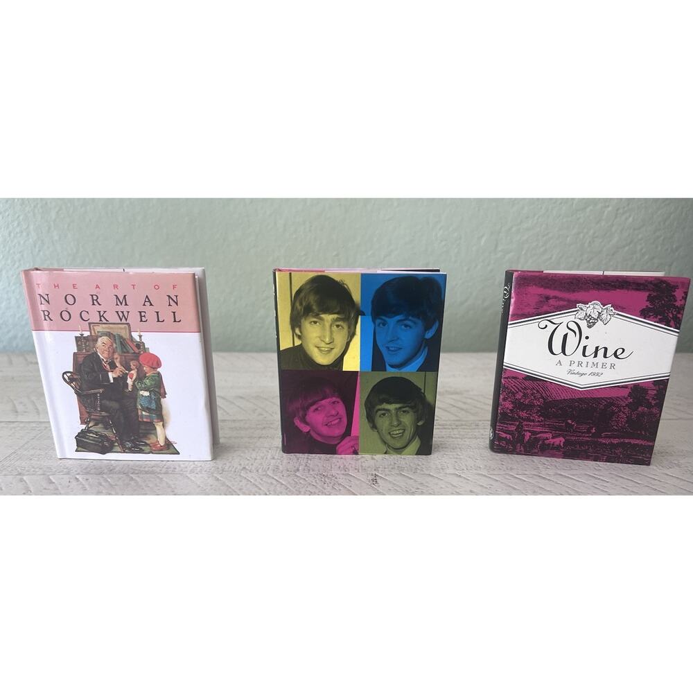 Lot 3 Mini Hardcover Picture Ariel Book , Beetles, Wine Vintage 1992, Rockwell